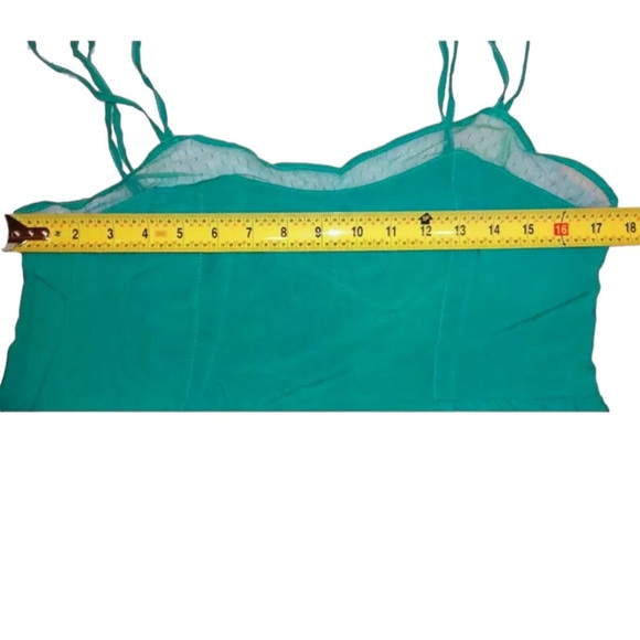 Anthropologie Silky Slip Dress Nightie Medium 6 8 Blue Mesh Inserts GR8 GIFT NWT - Picture 8 of 16